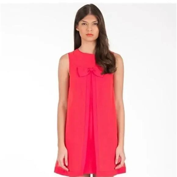 Ted Baker - Orange Sleeveless Mini Dress W/ Bow And Slit Sz 4 - Picture 2 of 16